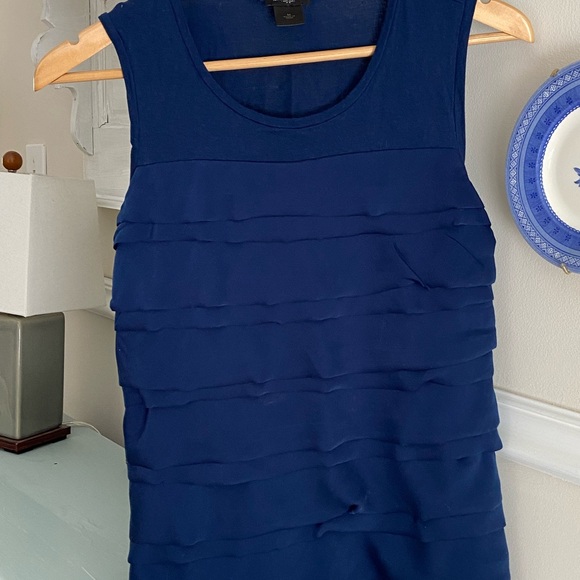 Ann Taylor Blue Ruffle Front Top - Picture 2 of 9